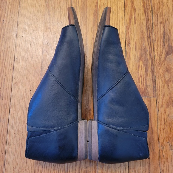 Bueno 8.5 9 Black Leather Cutout D'Orsay Flats 39 Peep Toe Retro Western TANNER - Picture 5 of 8